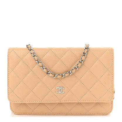 Chanel Caviar Quilted Wallet On Chain WOC Beige 1 of 12