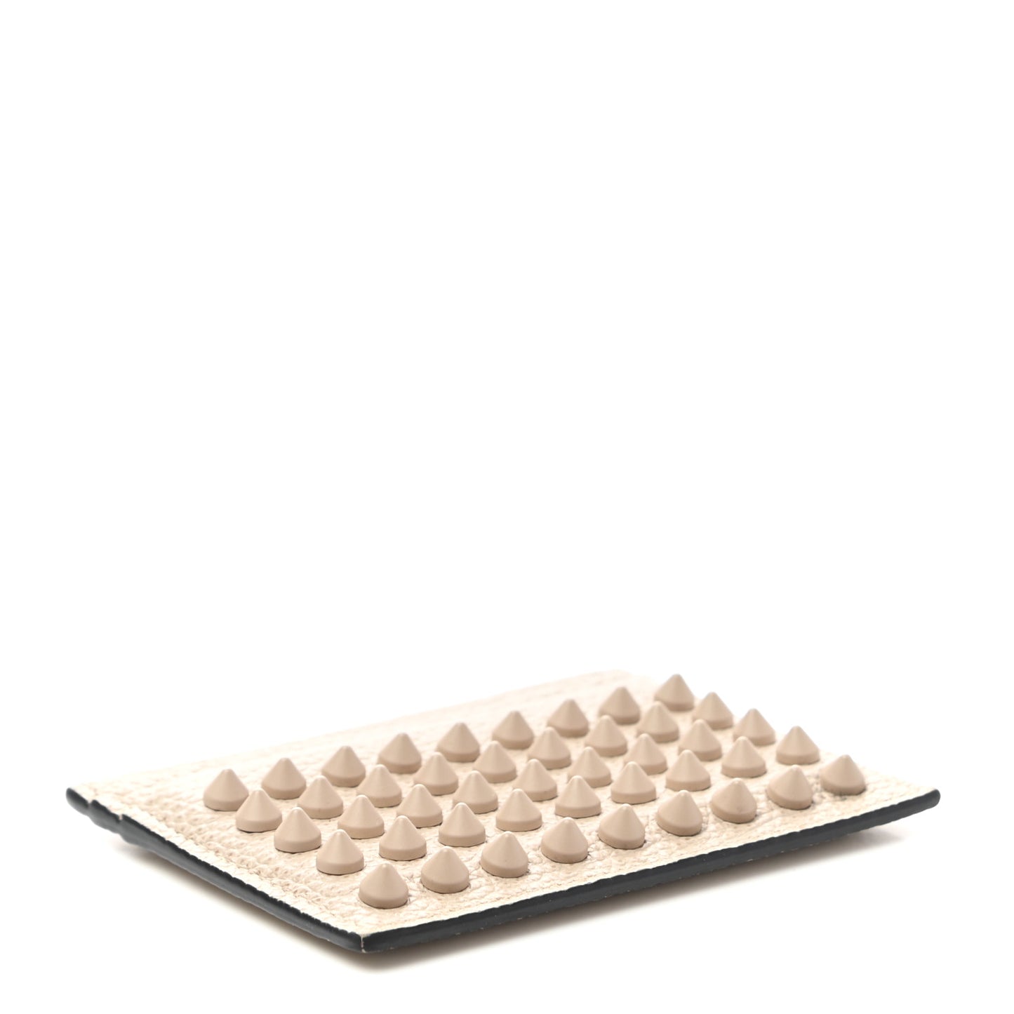 Calfskin Paris Spikes Kios Card Holder Cream