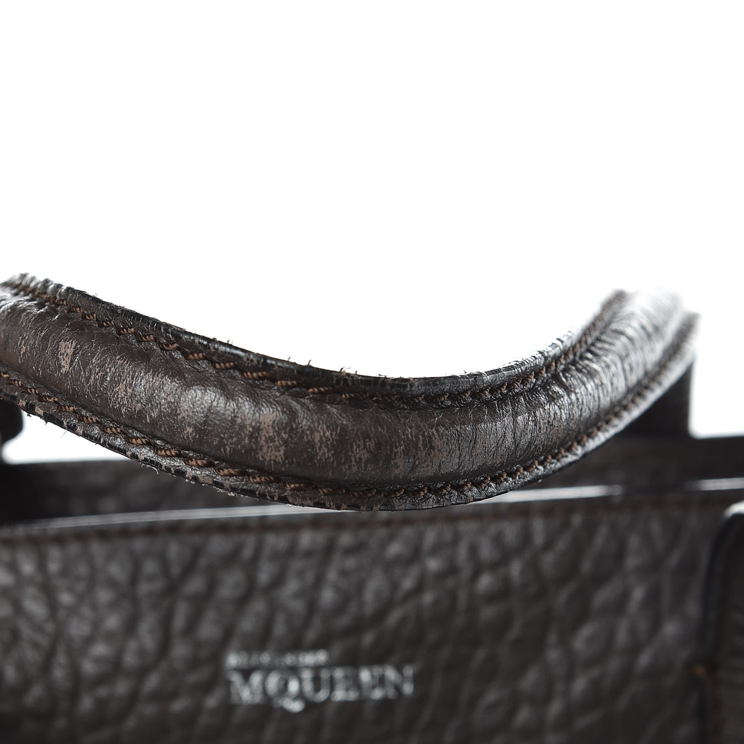 Alexander McQueen Pebbled Calfskin Large Skull Padlock Zip Around Tote Dark Brown 10 of 11