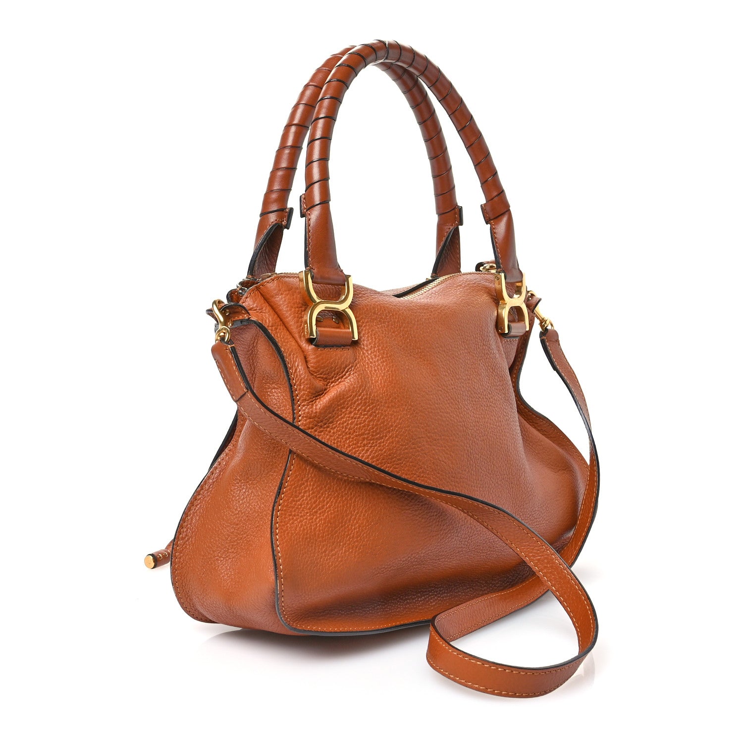 Chloe Calfskin Braided Medium Marcie Double Carry Tan 3 of 11