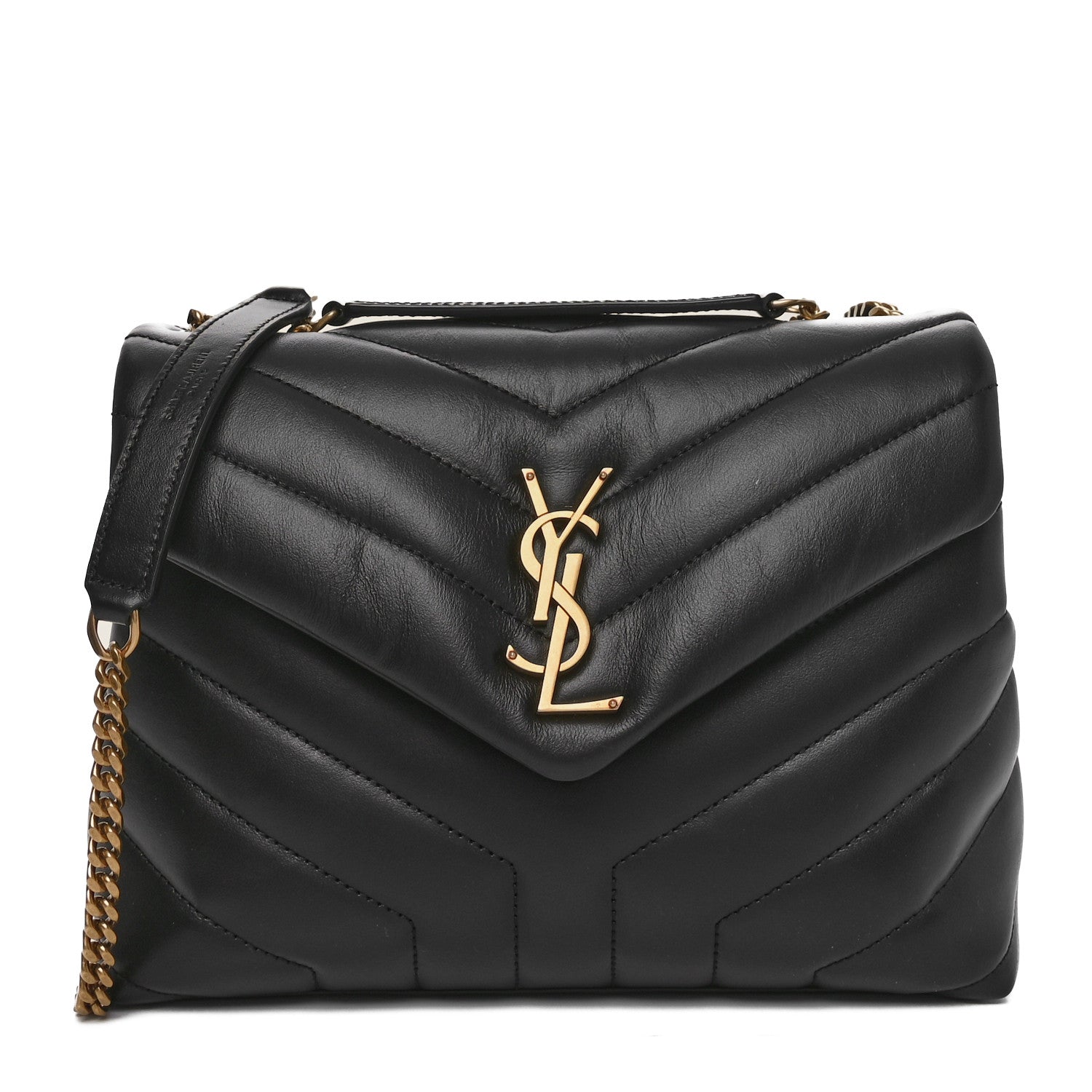 Saint Laurent Calfskin Y Quilted Monogram Small Loulou Chain Satchel Black 1 of 10