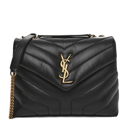 Saint Laurent Calfskin Y Quilted Monogram Small Loulou Chain Satchel Black 1 of 10