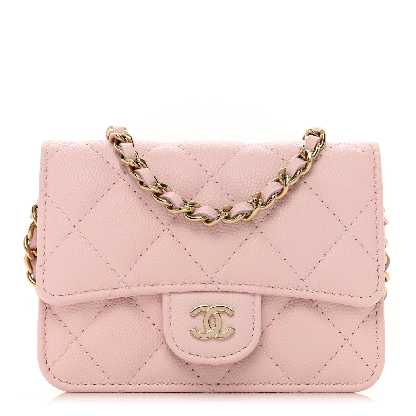 Caviar Quilted Mini Chain Bag Pink