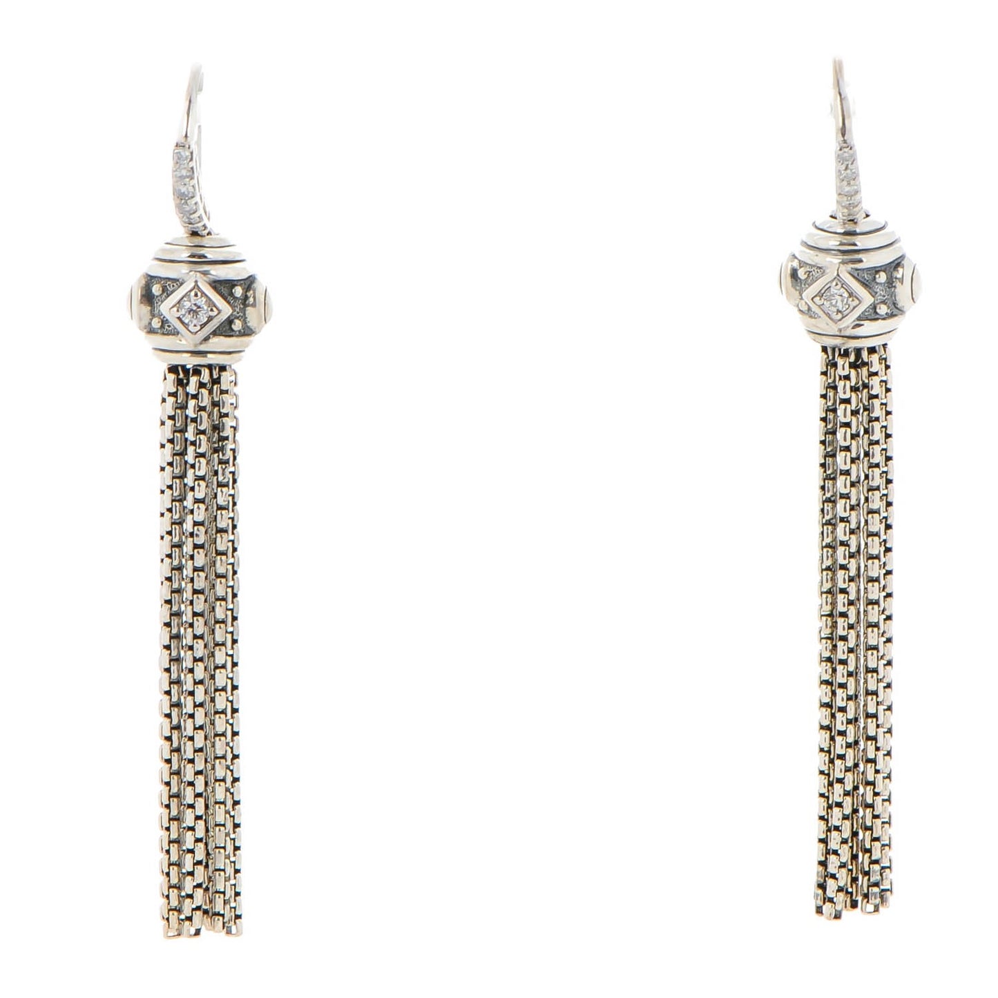 Sterling Silver Diamond Renaissance Drop Earrings