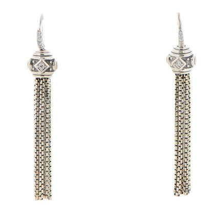 David Yurman Sterling Silver Diamond Renaissance Drop Earrings 1 of 4