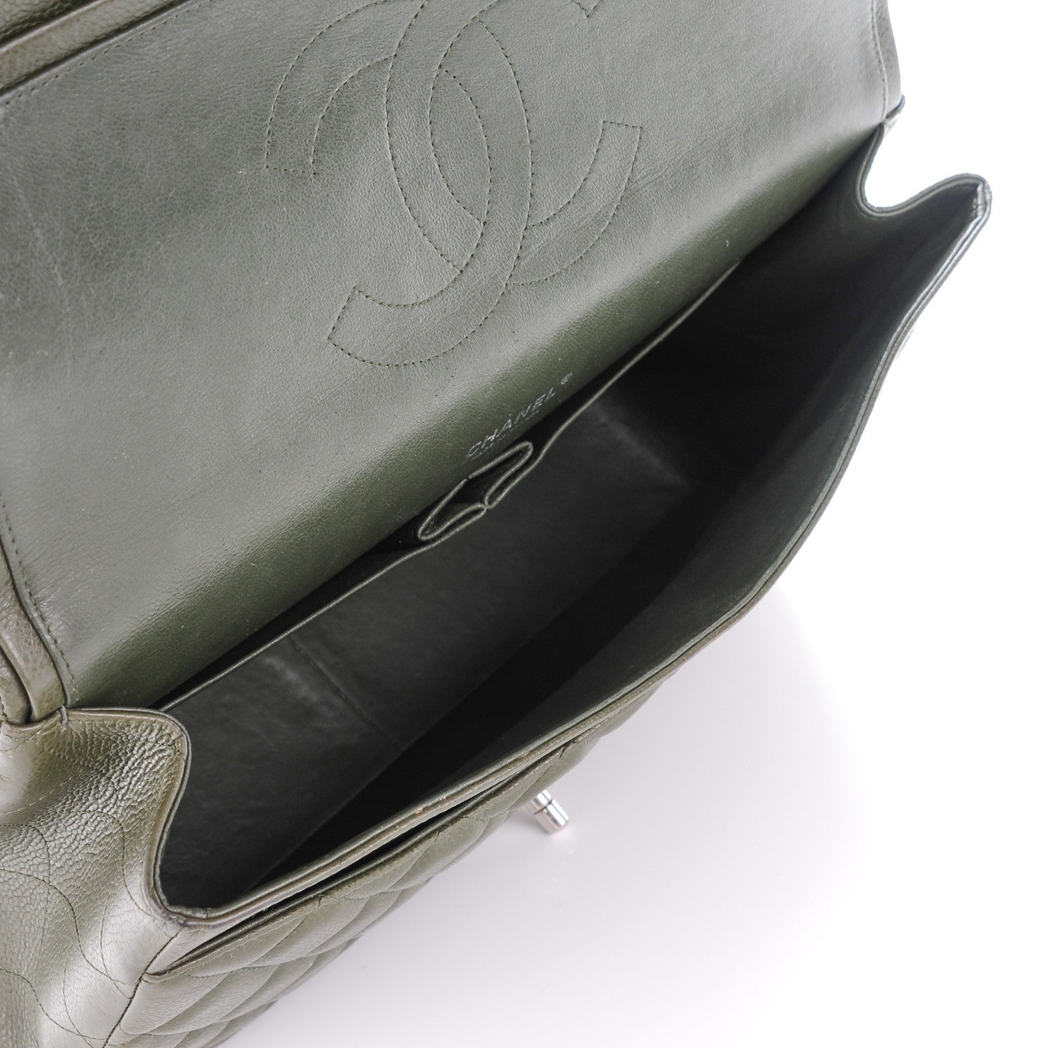 Chanel Caviar Quilted Maxi Double Flap Dark Green 9 of 9