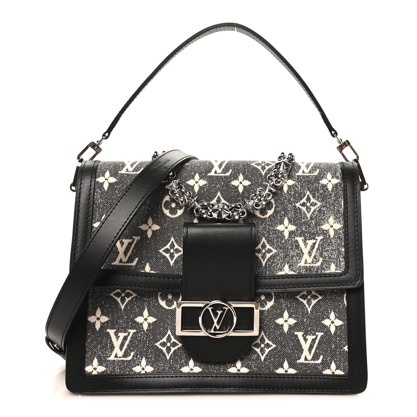 Denim Monogram Jacquard Dauphine MM Black
