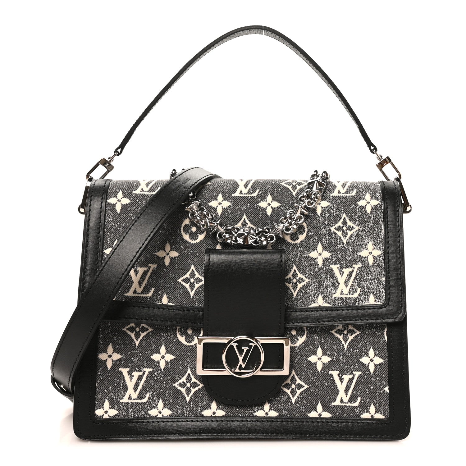 Louis Vuitton Denim Monogram Jacquard Dauphine MM Black 1 of 9
