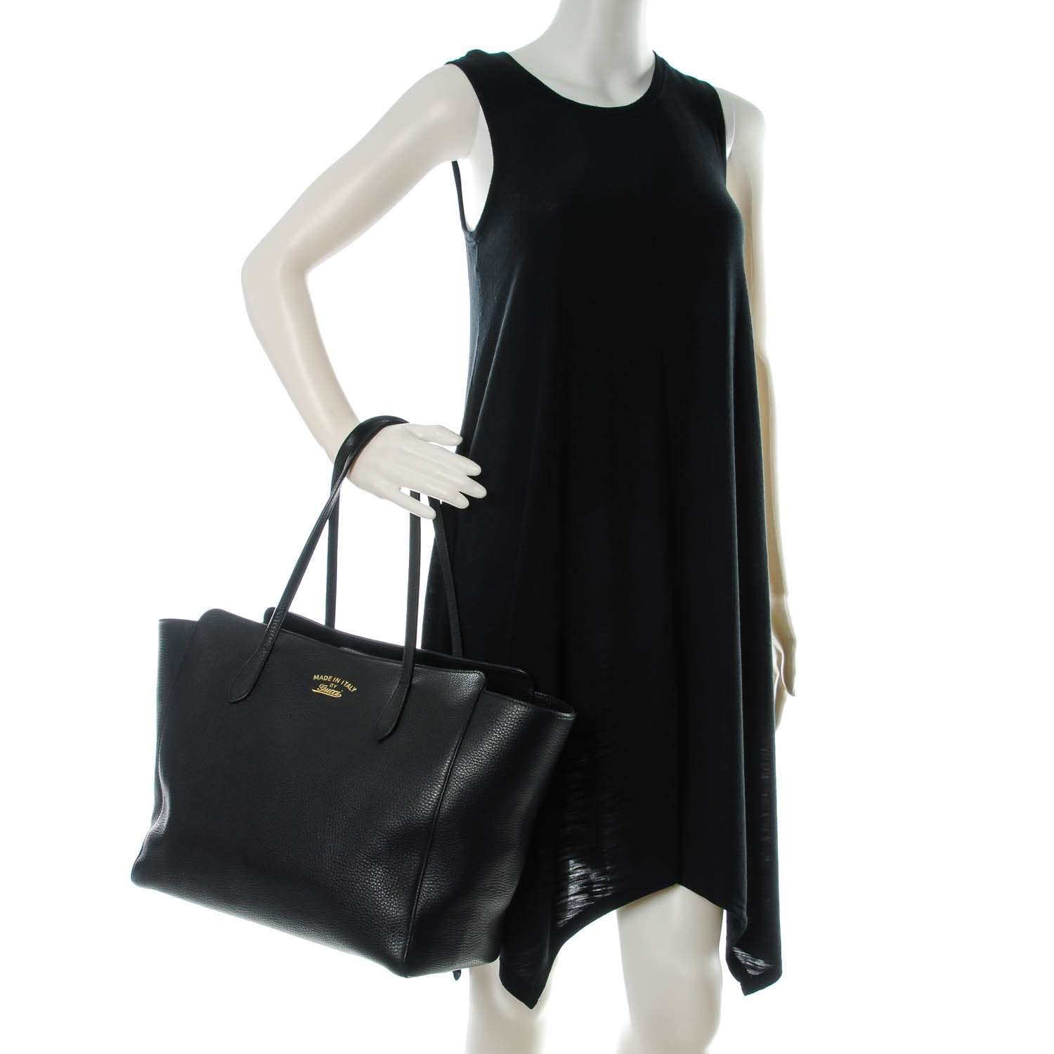 Gucci Pebbled Calfskin Medium Swing Tote Black 2 of 6