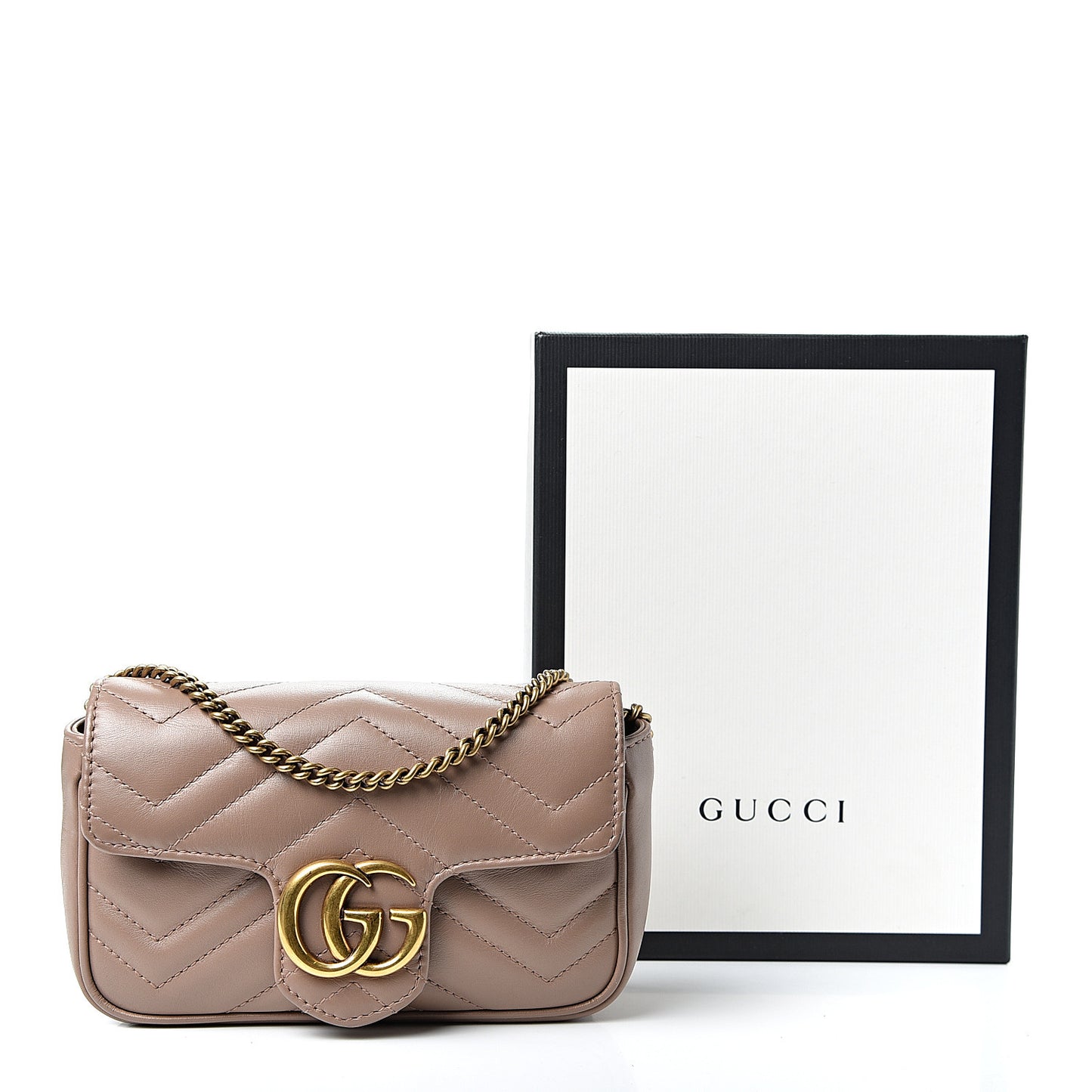Calfskin Matelasse Super Mini GG Marmont Shoulder Bag Porcelain Rose
