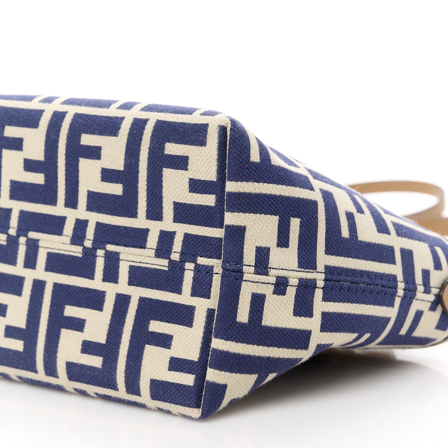Fendi Fabric Calfskin FF Mini Roll Tote Sand Navy 11 of 11