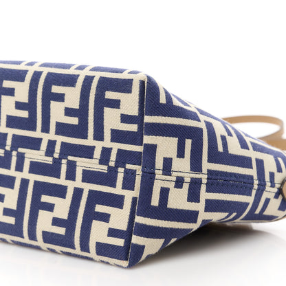 Fendi Fabric Calfskin FF Mini Roll Tote Sand Navy 11 of 11