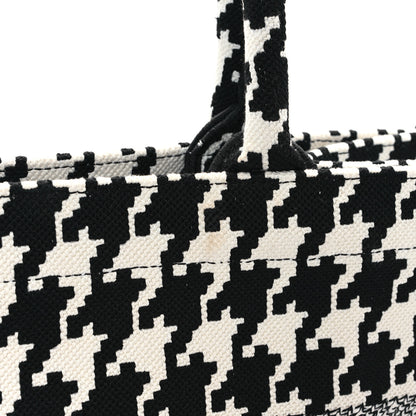 Christian Dior Canvas Macro Houndstooth Embroidered Medium Book Tote Black White 12 of 13