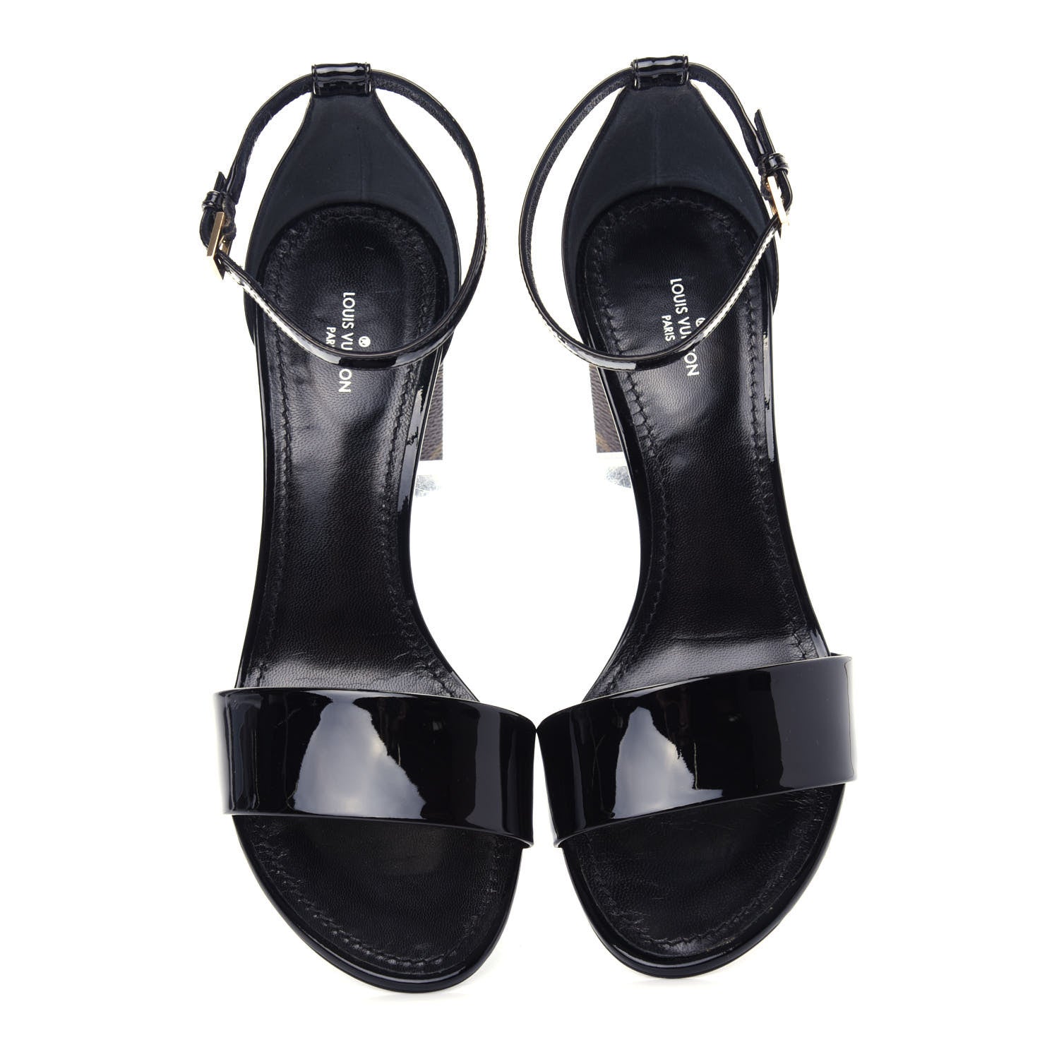 Louis Vuitton Patent Monogram Silhouette Sandals 38.5 Black 5 of 10