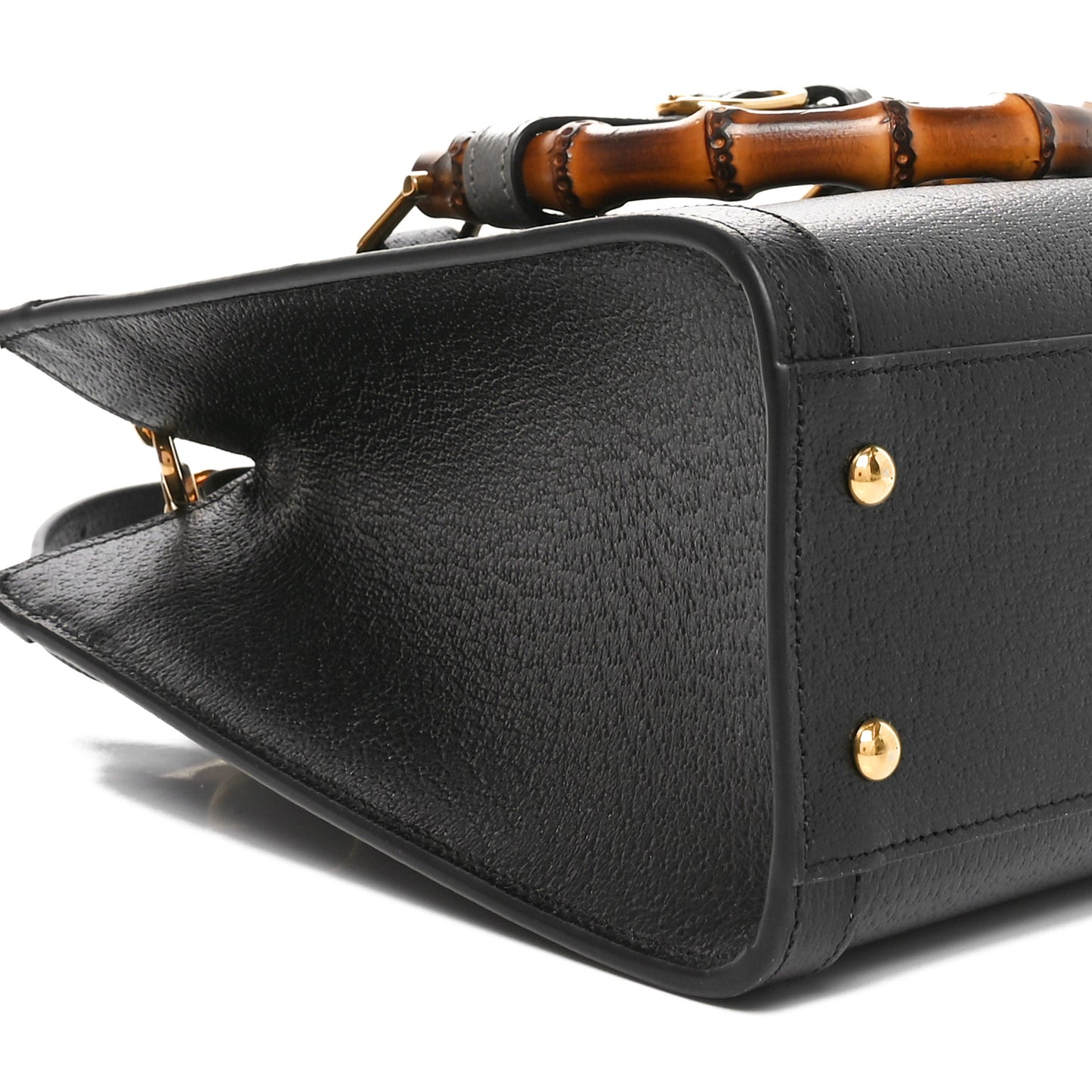 Textured Dollar Calfskin Web Small Diana Tote Bag Black Dusty Grey