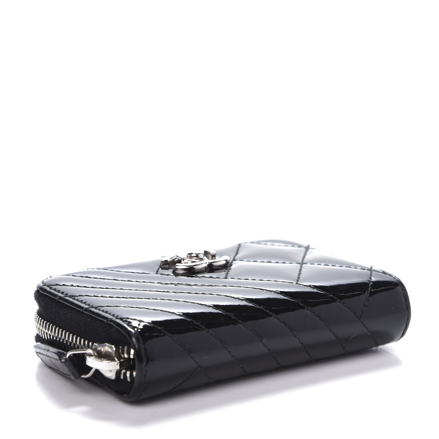 Patent Quilted Coco Boy Zip Coin Purse Black