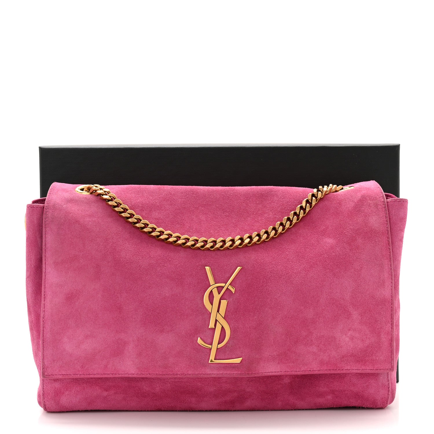 Saint Laurent Smooth Calfskin Suede Medium Reversible Monogram Kate Satchel Rose Rubis 12 of 12