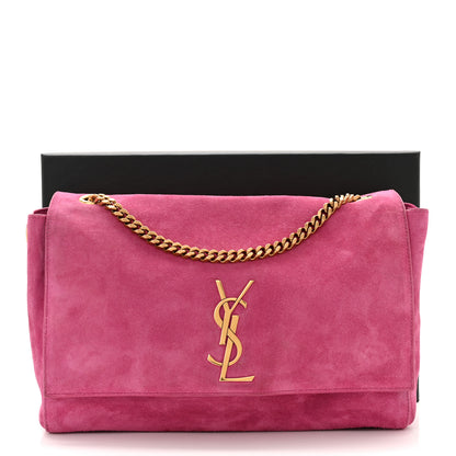 Saint Laurent Smooth Calfskin Suede Medium Reversible Monogram Kate Satchel Rose Rubis 12 of 12