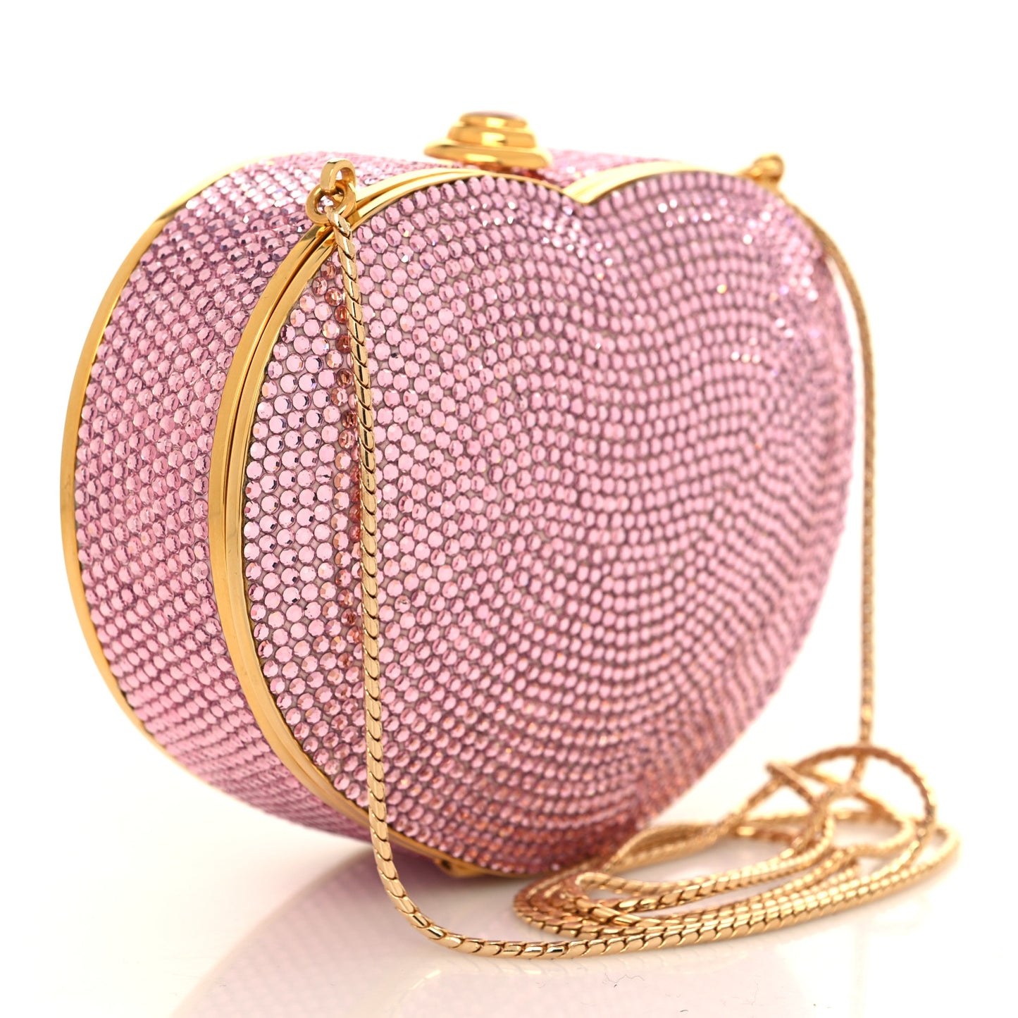 Swarovski Crystal Heart Minaudiere Clutch Pink Gold