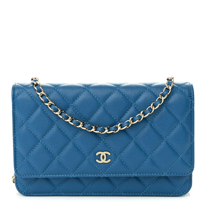 Chanel Caviar Quilted Wallet on Chain WOC Blue 1 of 12