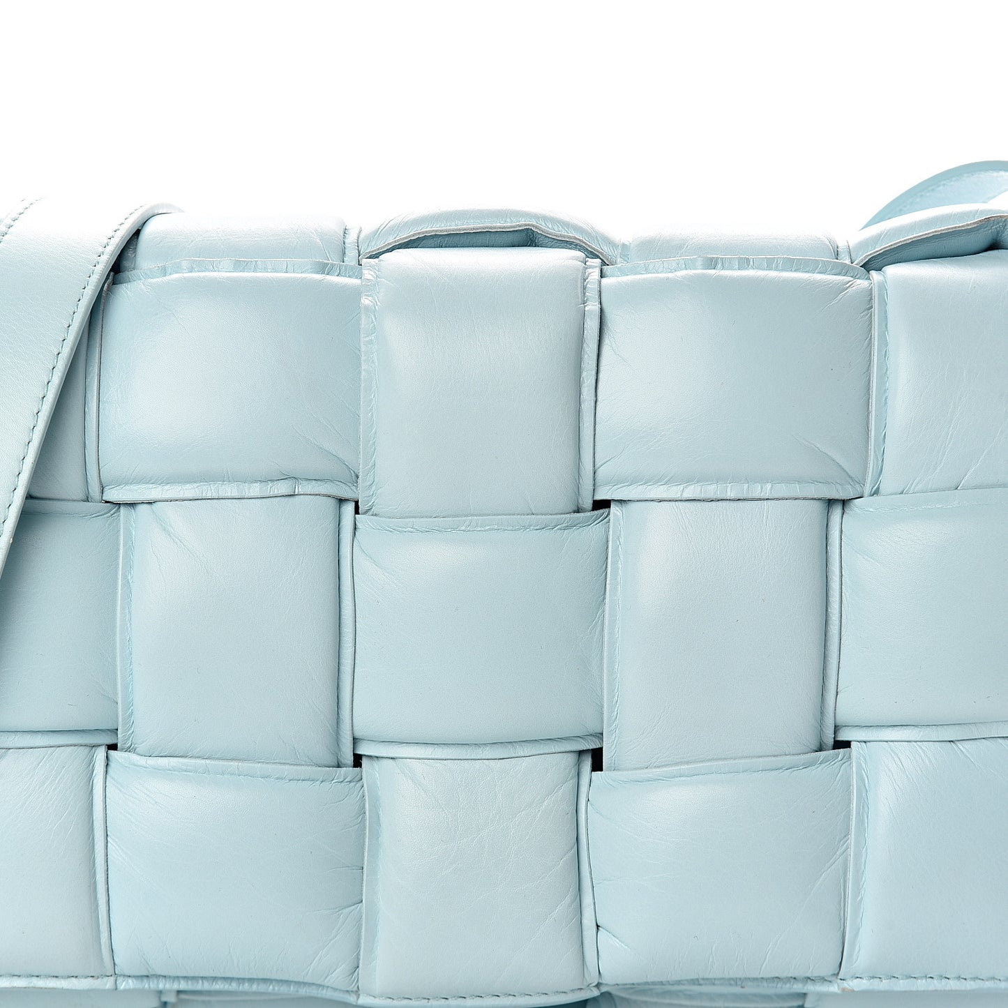 Paper Calfskin Maxi Intreccio Padded Cassette Crossbody Bag Ice