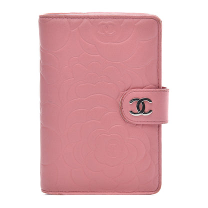 Chanel Lambskin Camellia Embossed L-Zip Pocket Wallet Pink 1 of 9
