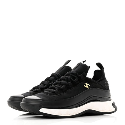 Chanel Velvet Calfskin Mixed Fibers CC Sneakers 39.5 Black 3 of 9