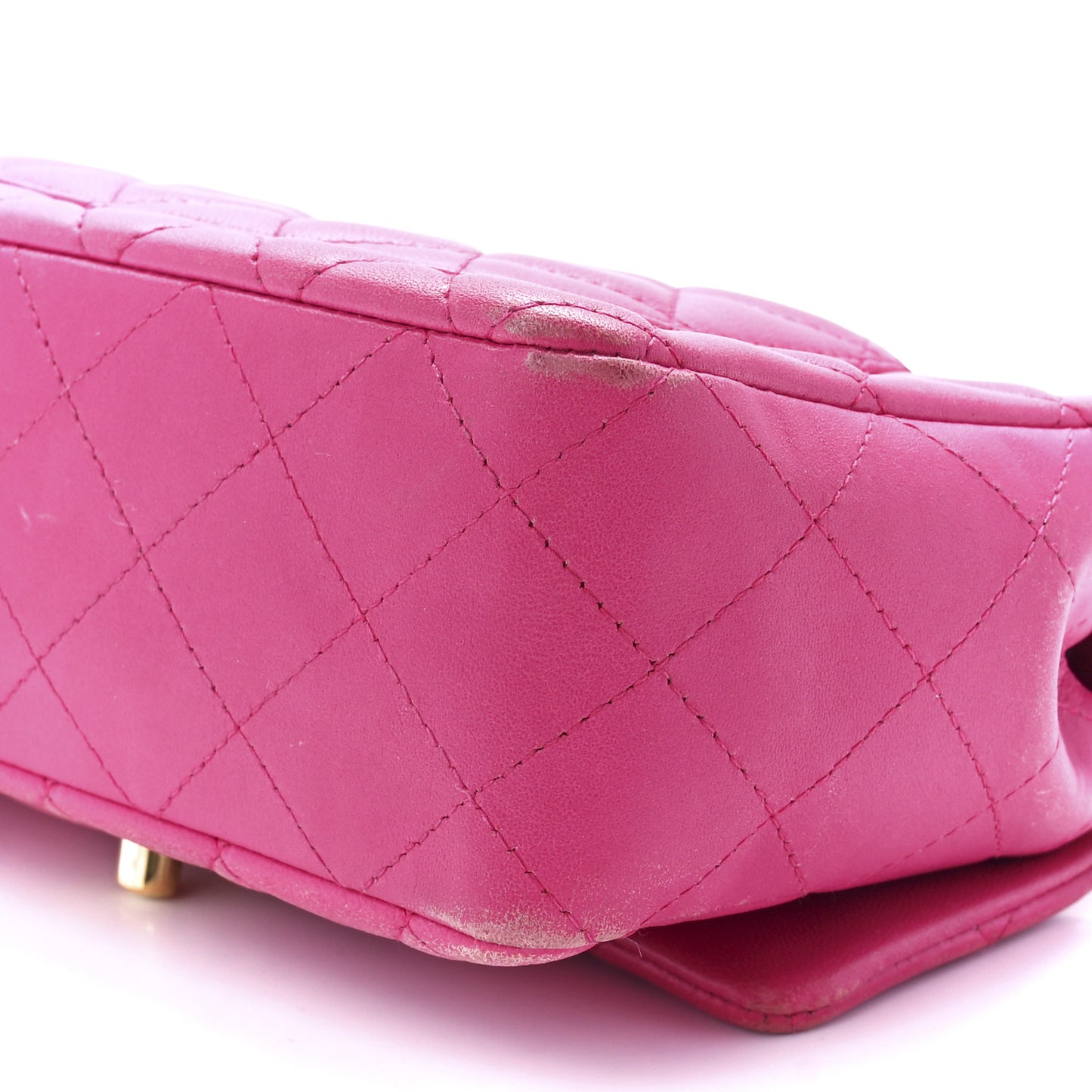 Lambskin Quilted Mini Rectangular Flap Fuchsia