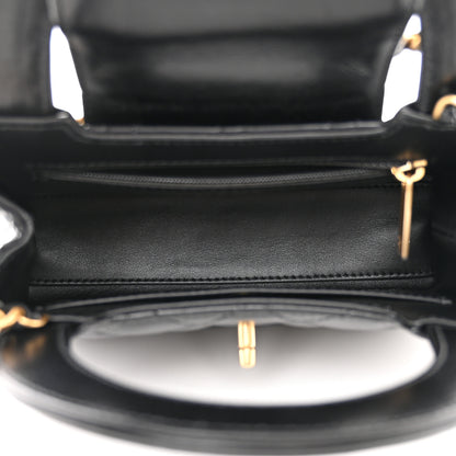 Chanel Shiny Aged Calfskin Quilted Nano Kelly Shopper Black 5 of 10