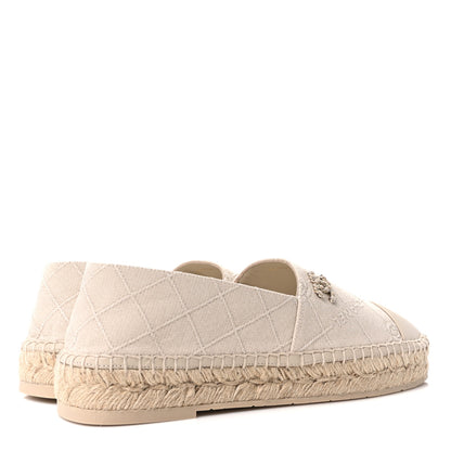 Chanel Cotton Lambskin Logo CC Espadrilles 41 Beige 5 of 10