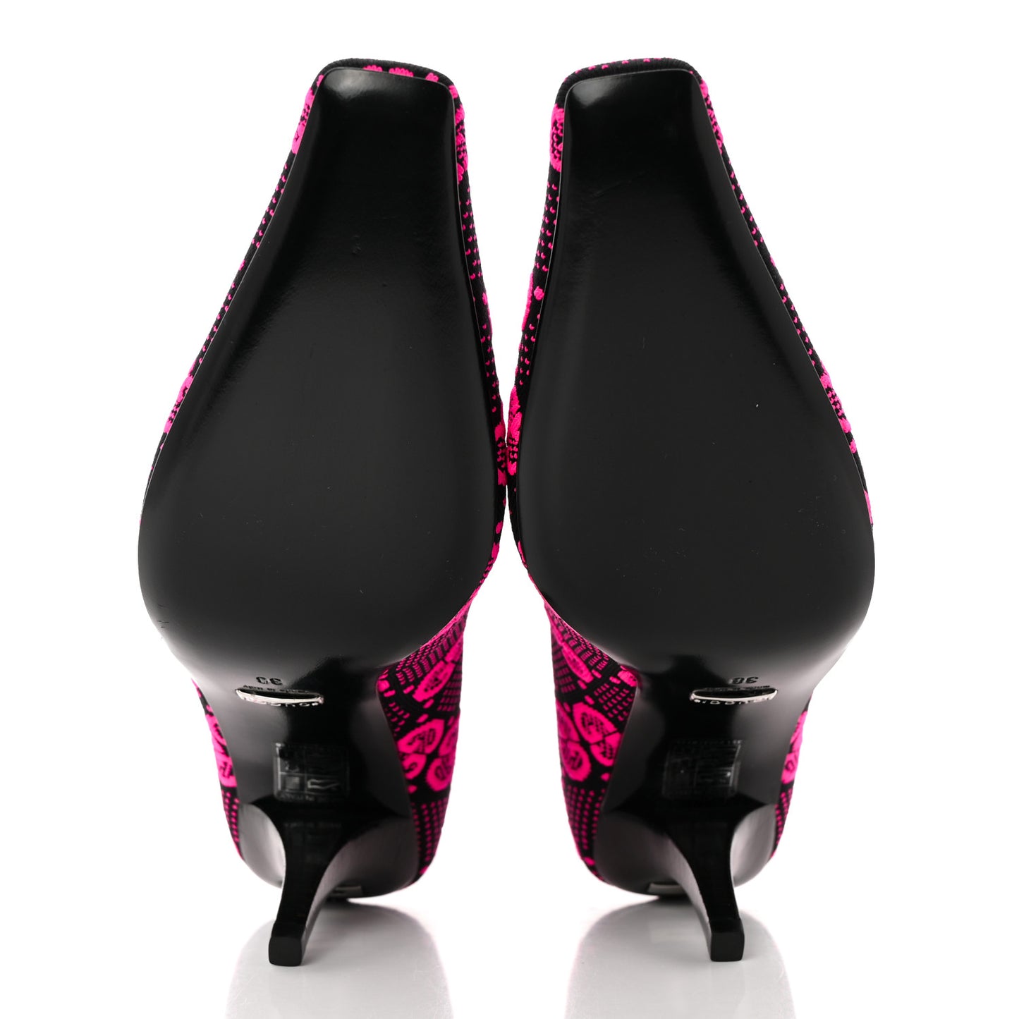 Technical Jersey Knit GG Monogram Square G 75mm Ankle Boots 38 Black Neon Fucsia