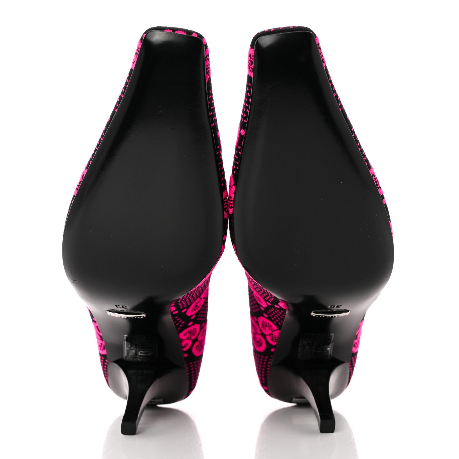 Gucci Technical Jersey Knit GG Monogram Square G 75mm Ankle Boots 38 Black Neon Fucsia 5 of 9