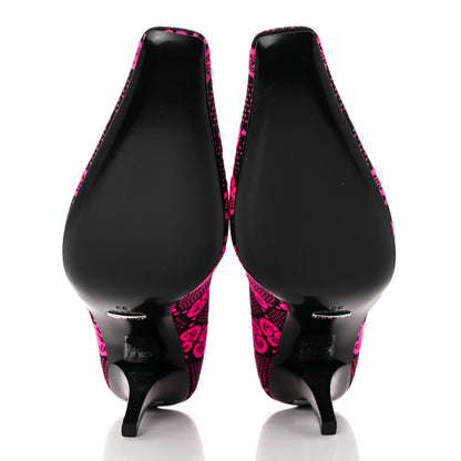 Gucci Technical Jersey Knit GG Monogram Square G 75mm Ankle Boots 38 Black Neon Fucsia 5 of 9
