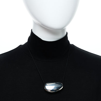 Tiffany Sterling Silver 50mm Elsa Peretti Bean Pendant Cord Necklace 2 of 5