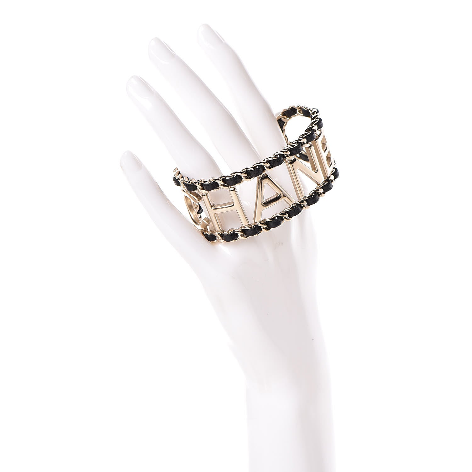 Chanel Lambskin Vintage Allure Cuff Bracelet M Black Gold 2 of 6
