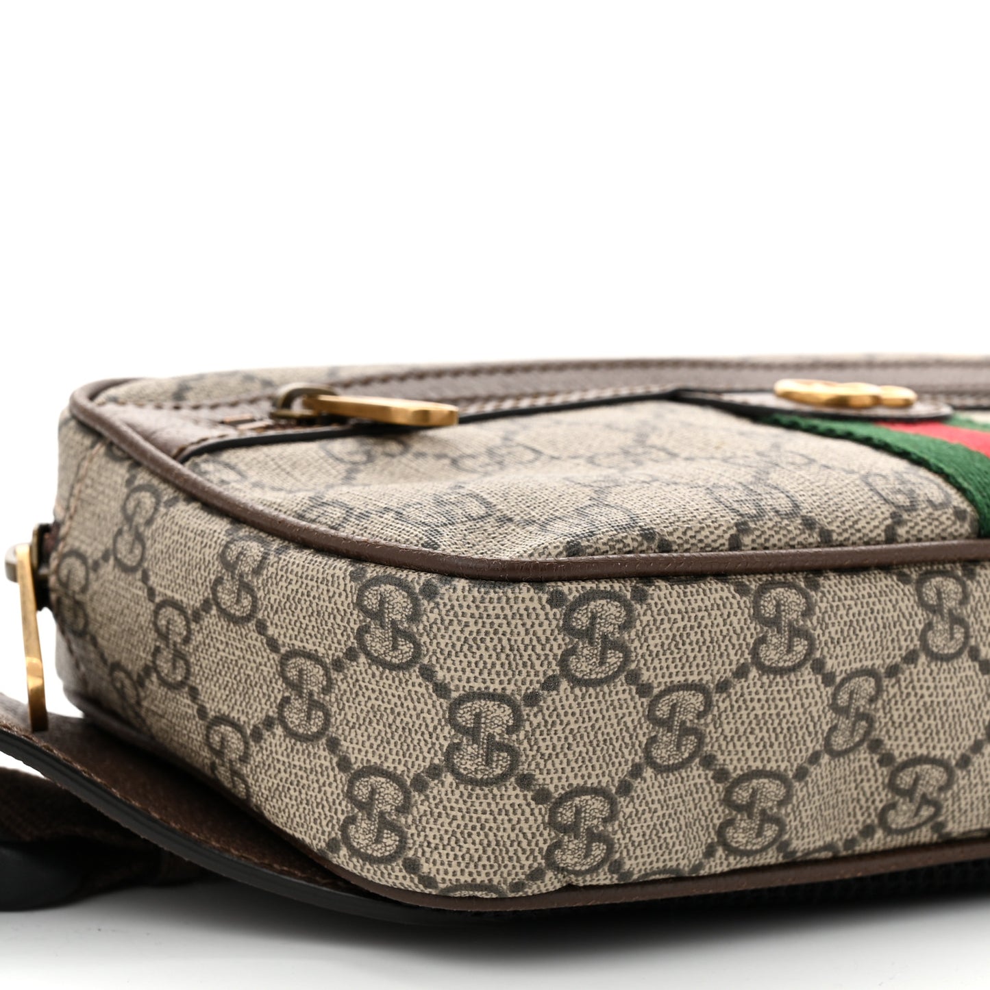 Soft GG Supreme Monogram Medium Ophidia Belt Bag Dark Brown