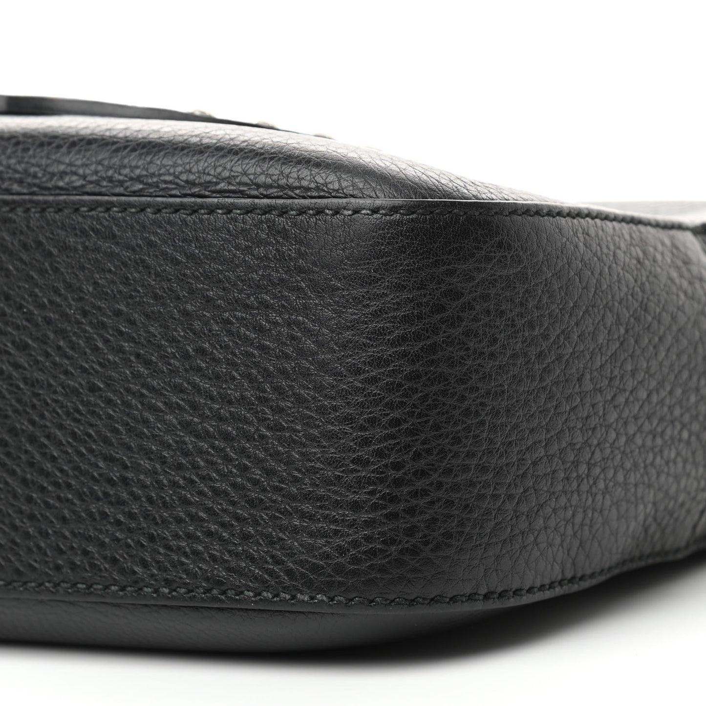 Pebbled Calfskin Studded Small Soho Disco Bag Black