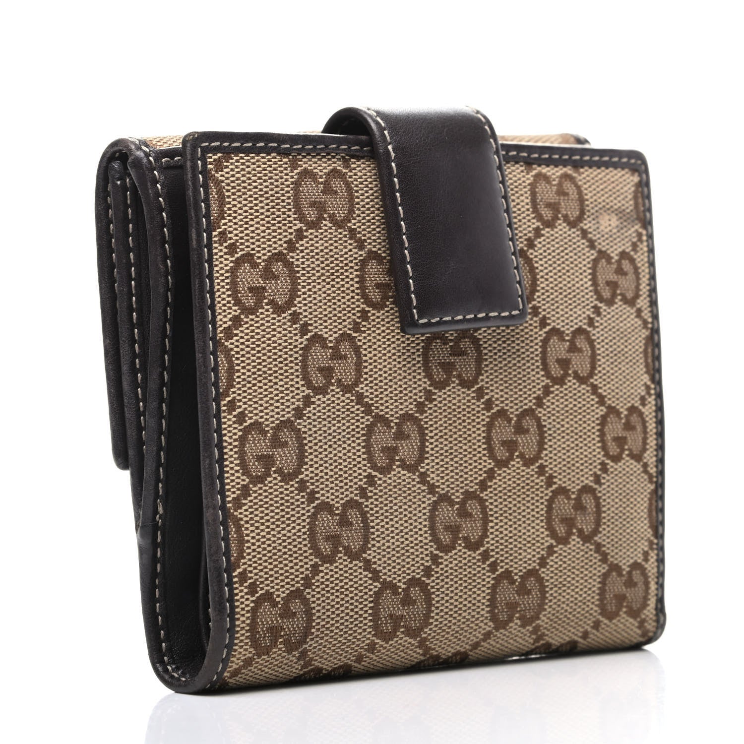 Gucci Monogram Lovely Heart French Flap Wallet Dark Brown 3 of 10