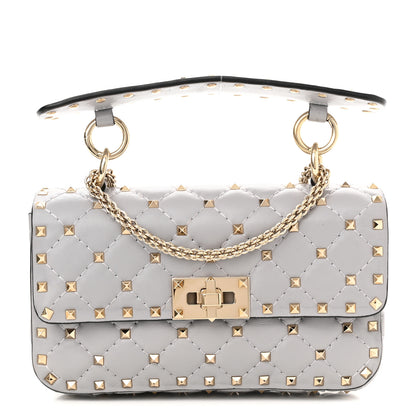 Valentino Garavani Lambskin Small Rockstud Spike Shoulder Bag Pastel Grey 1 of 10