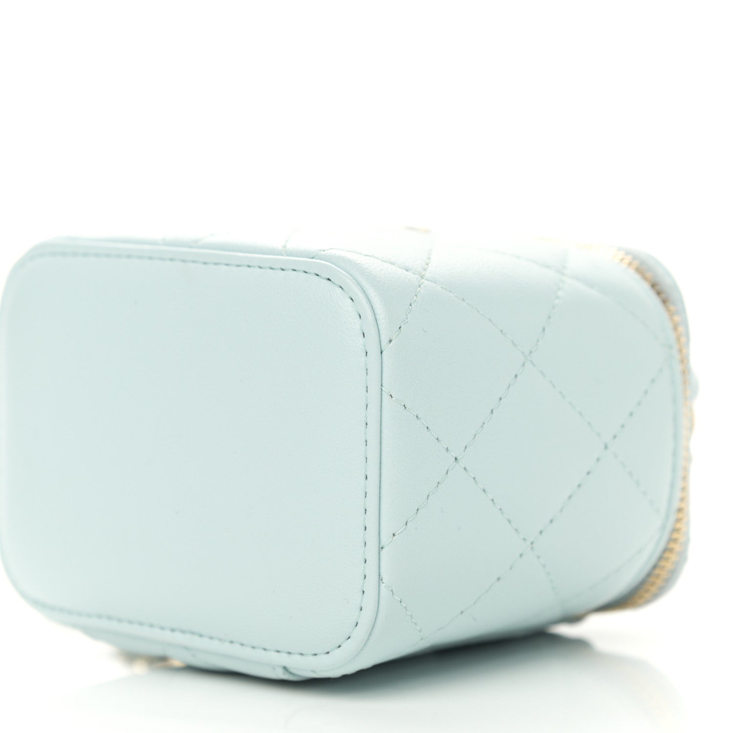 Chanel Lambskin Quilted Top Handle Mini Vanity Case With Chain Light Blue 10 of 13
