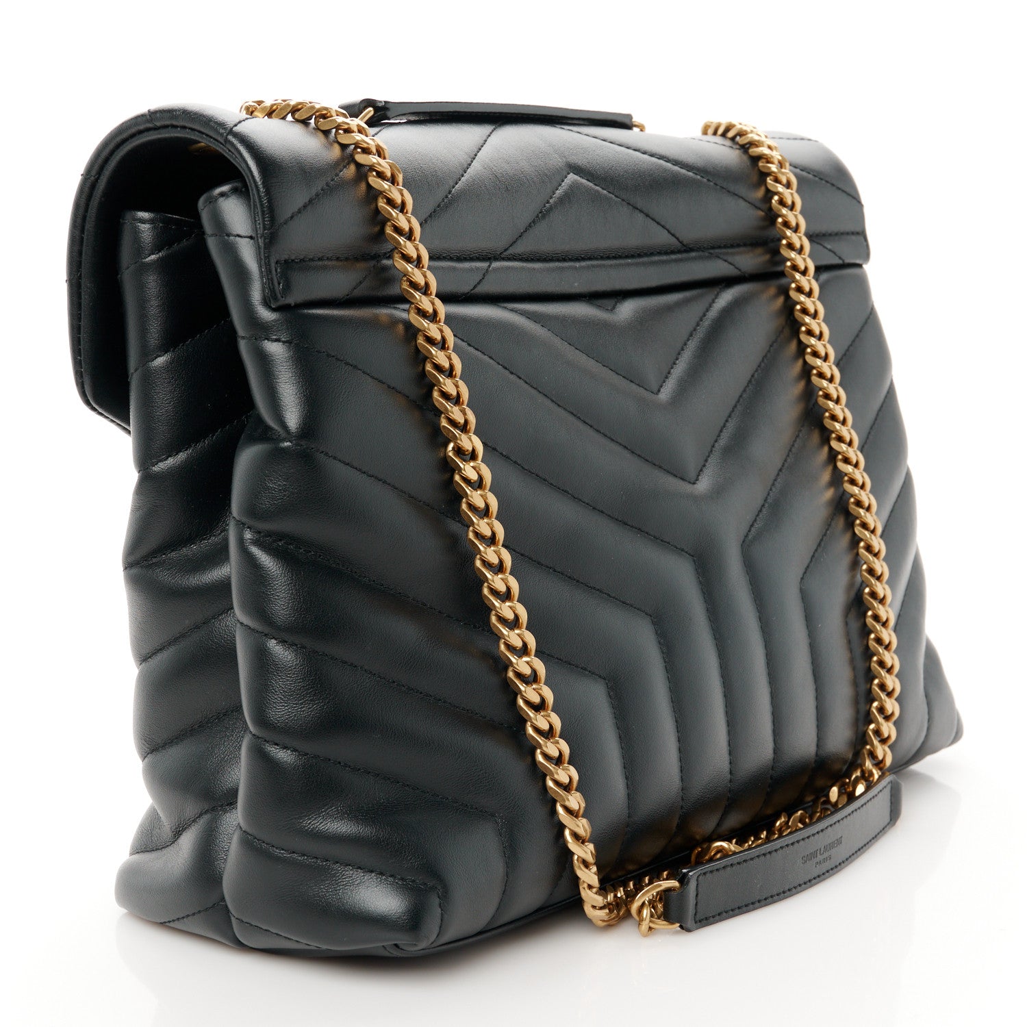 Saint Laurent Calfskin Y Quilted Monogram Medium Loulou Chain Satchel Black 3 of 11