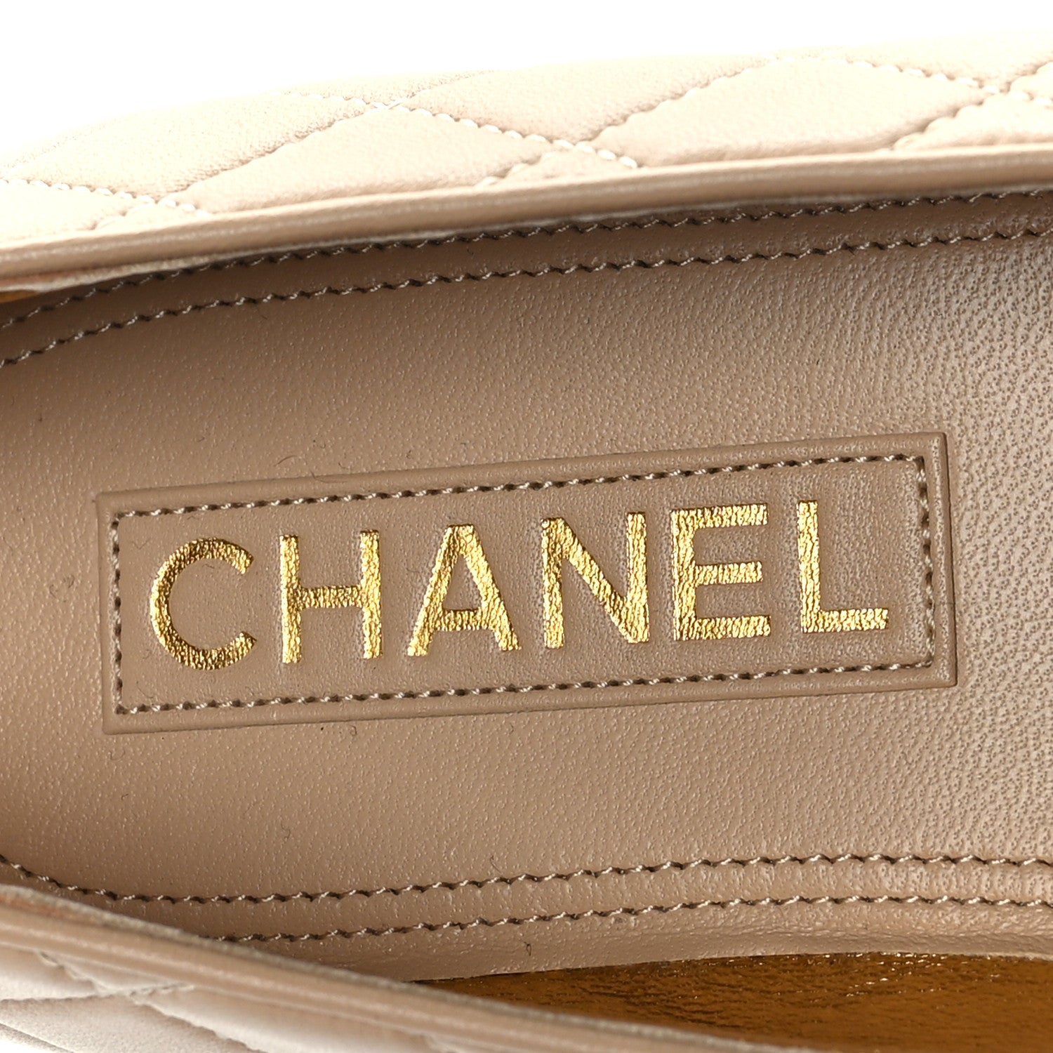 Chanel Lambskin Quilted CC Ballerina Flats 37 Light Beige 7 of 8
