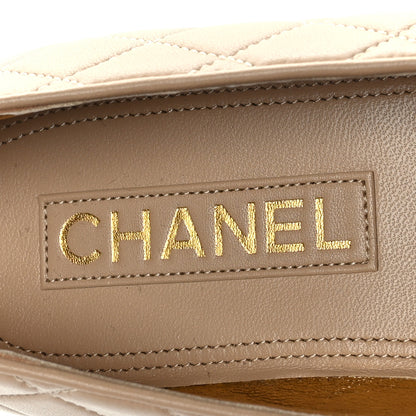 Chanel Lambskin Quilted CC Ballerina Flats 37 Light Beige 7 of 8