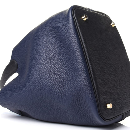 Hermes Taurillon Clemence Casaque Picotin Lock 22 MM Bleu Nuit Black Blue Frida 8 of 9