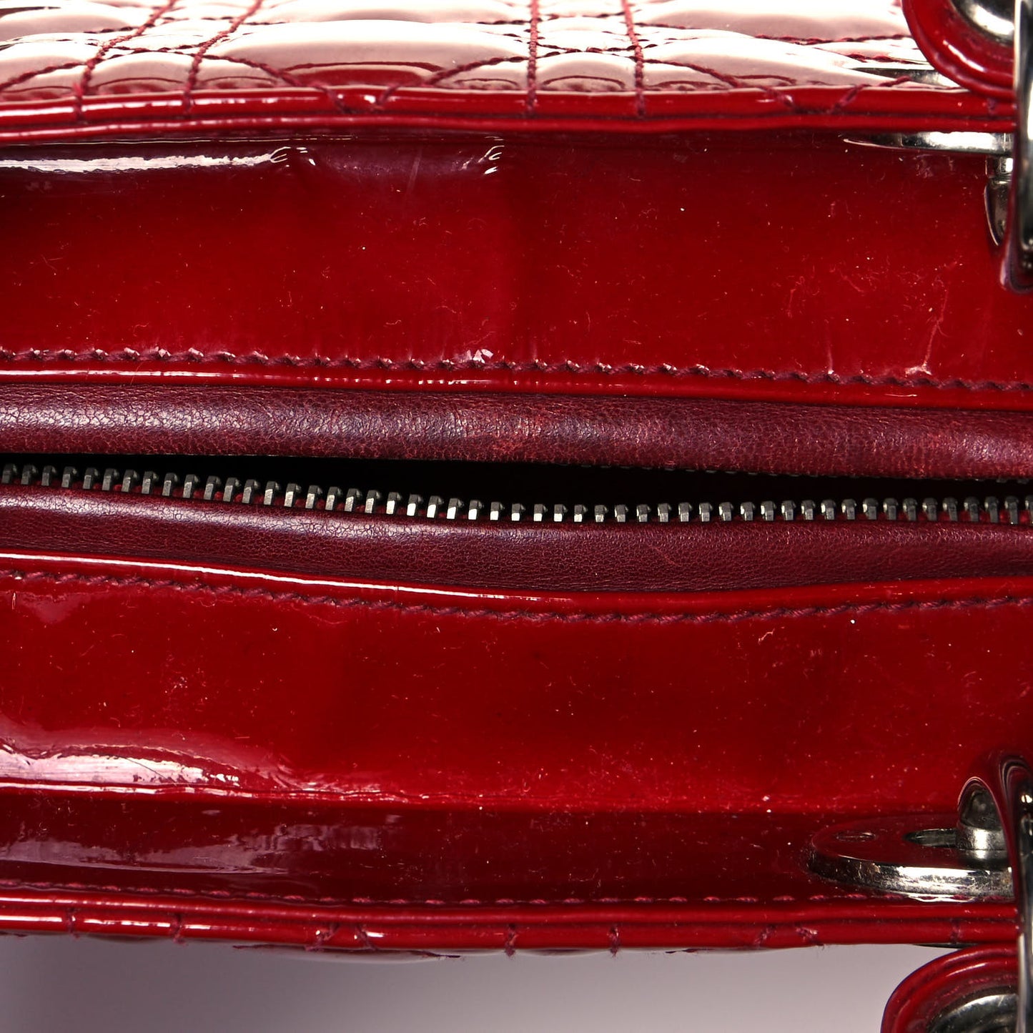 Patent Cannage Medium Lady Dior Red