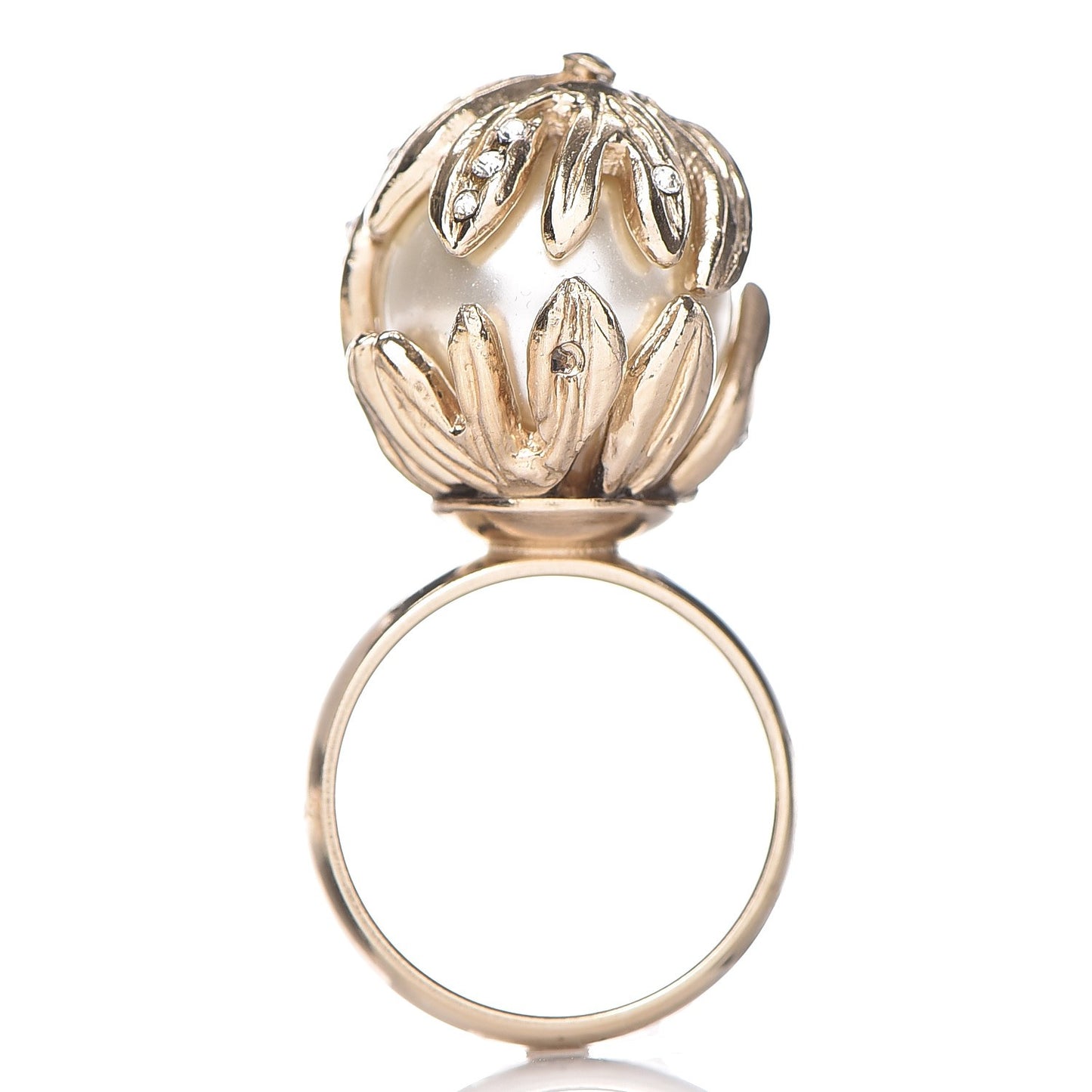 Pearl Crystal CC Ring Gold 6.5