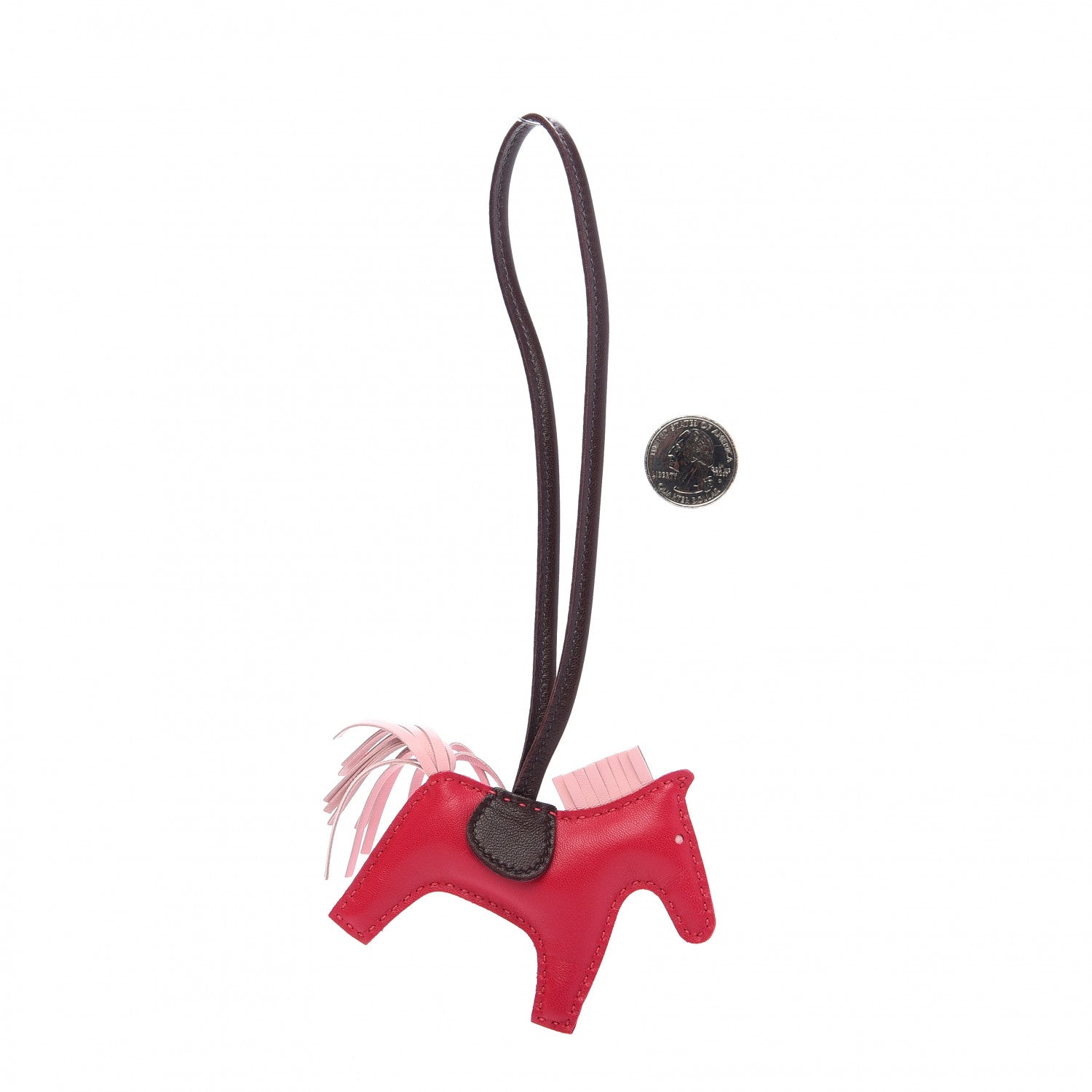 Hermes Milo Lambskin Grigri Rodeo Horse Bag Charm PM Rose Sakura Framboise Rouge Sellier 2 of 5
