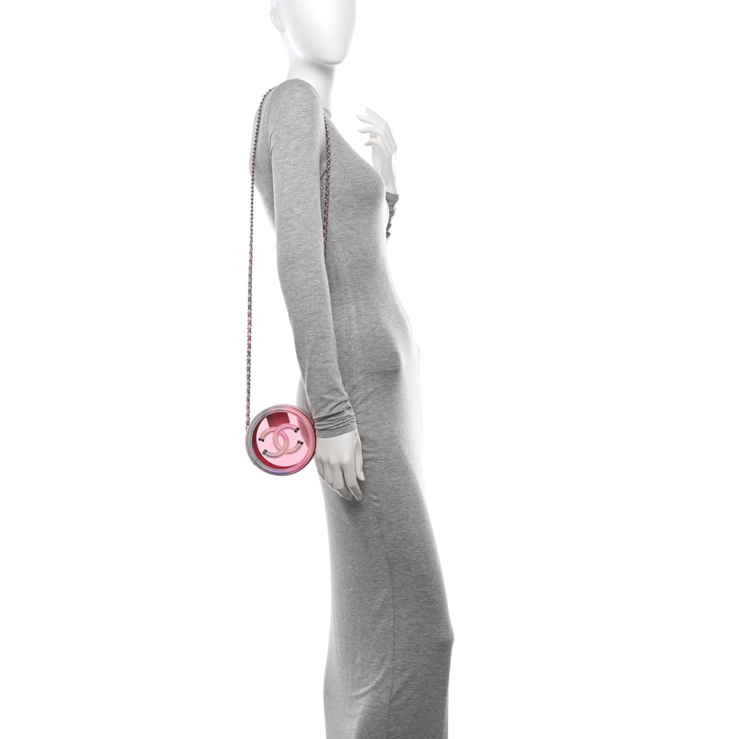 Chanel PVC Lambskin Filigree Round Clutch With Chain Pink 2 of 12
