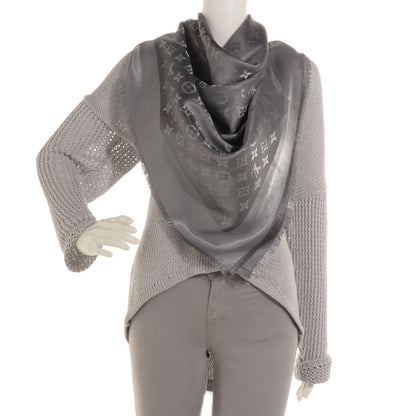 Louis Vuitton Monogram Silk Wool Shine Shawl Anthracite 2 of 5