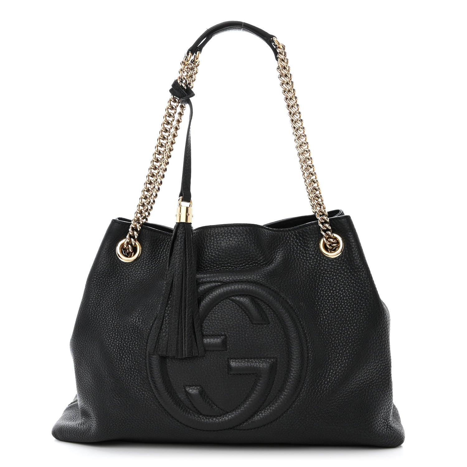 Gucci Pebbled Calfskin Medium Soho Chain Shoulder Bag Black 1 of 12
